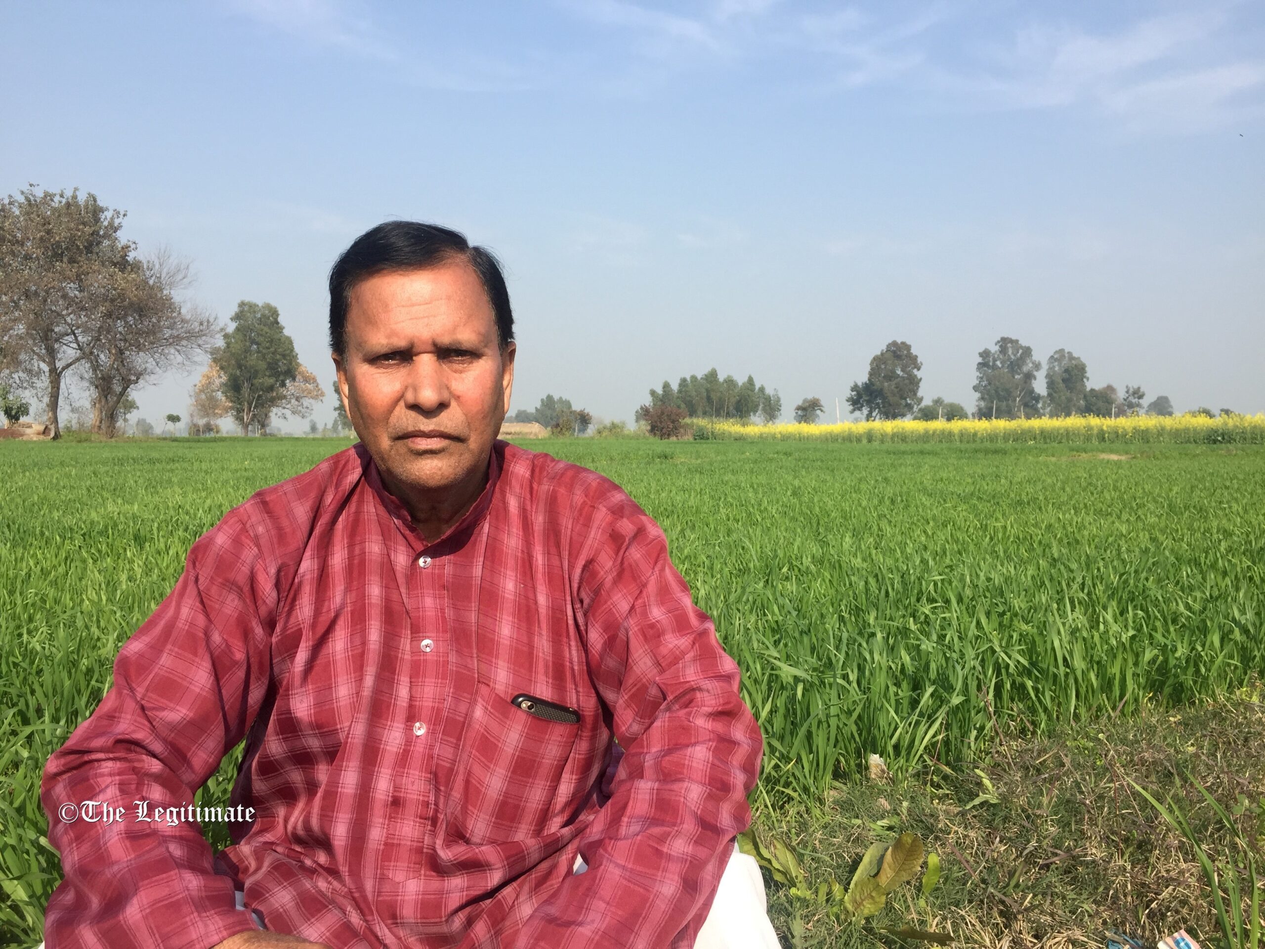 Swarn Lal at his field at SuchetGarh village in RS Pora 
